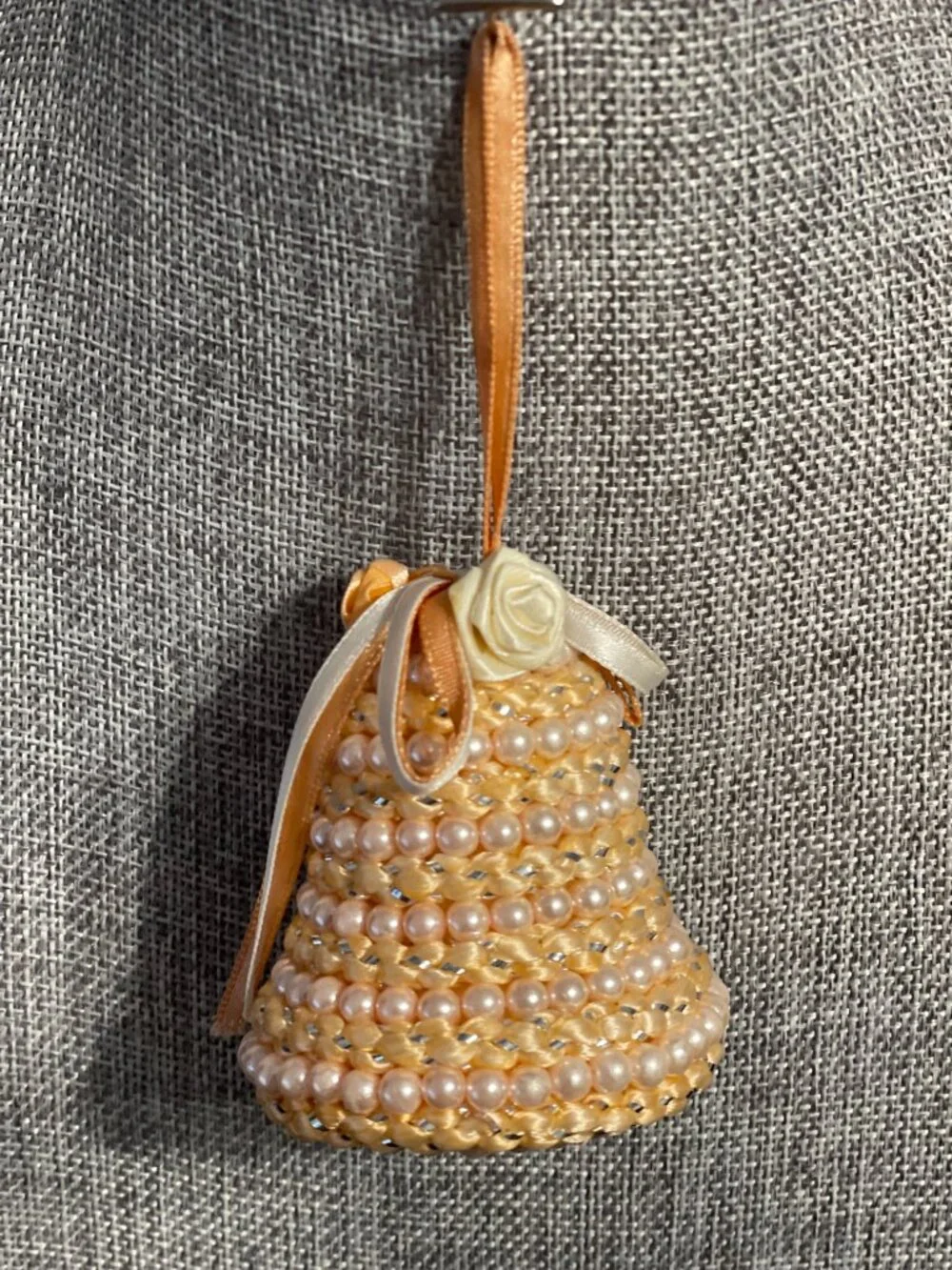 Vintage Handmade Crochet Pale Pink Christmas Ornaments, Set of 9